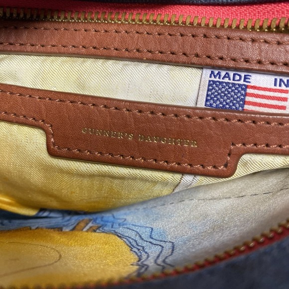 Gunner's Daughter Handbag Blue Canvas Nautical Gold Accent Crossbody Made In USA - Picture 10 of 12